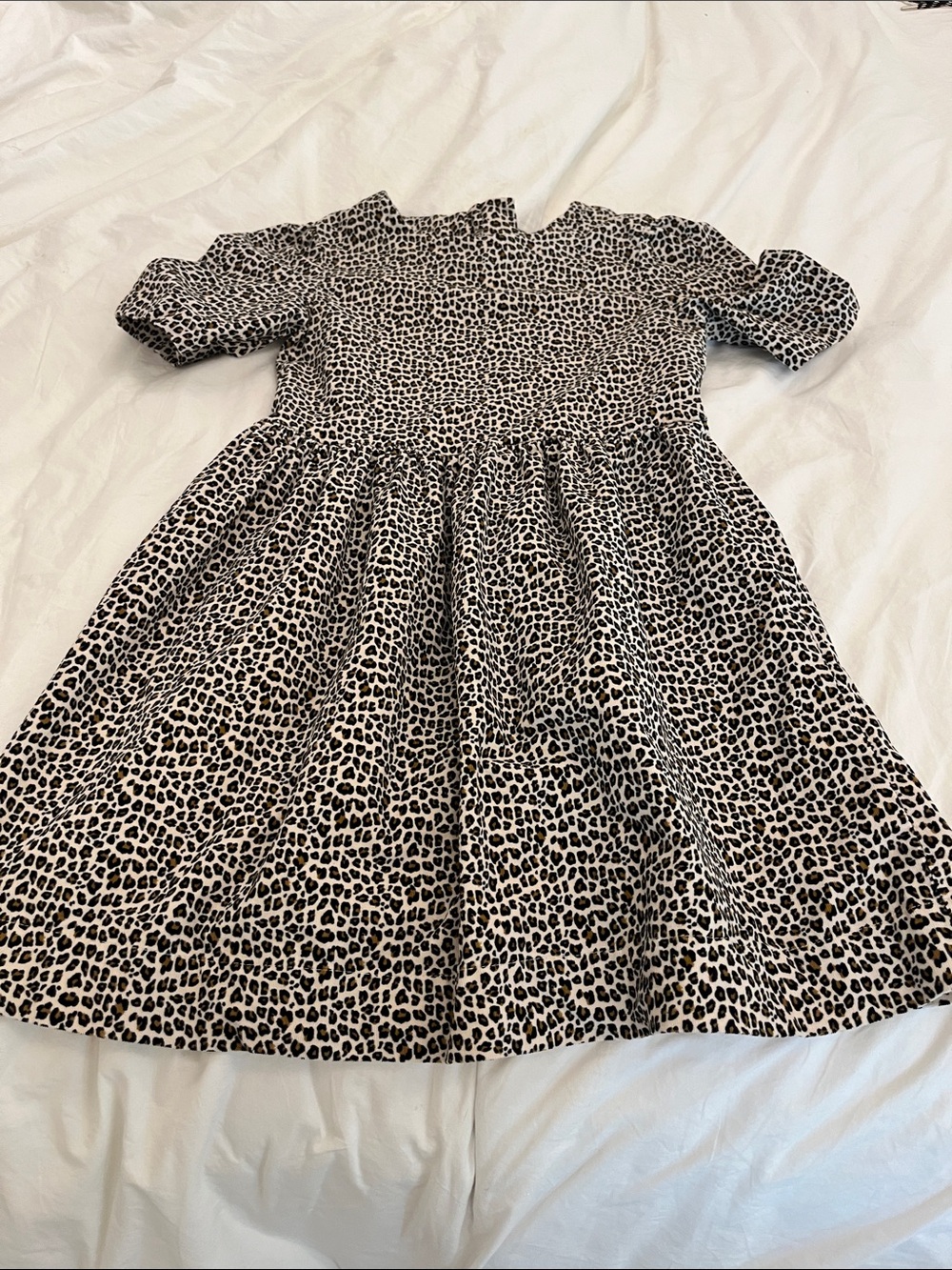GAP Black and Cream Leopard Print Short Sleeve Dress